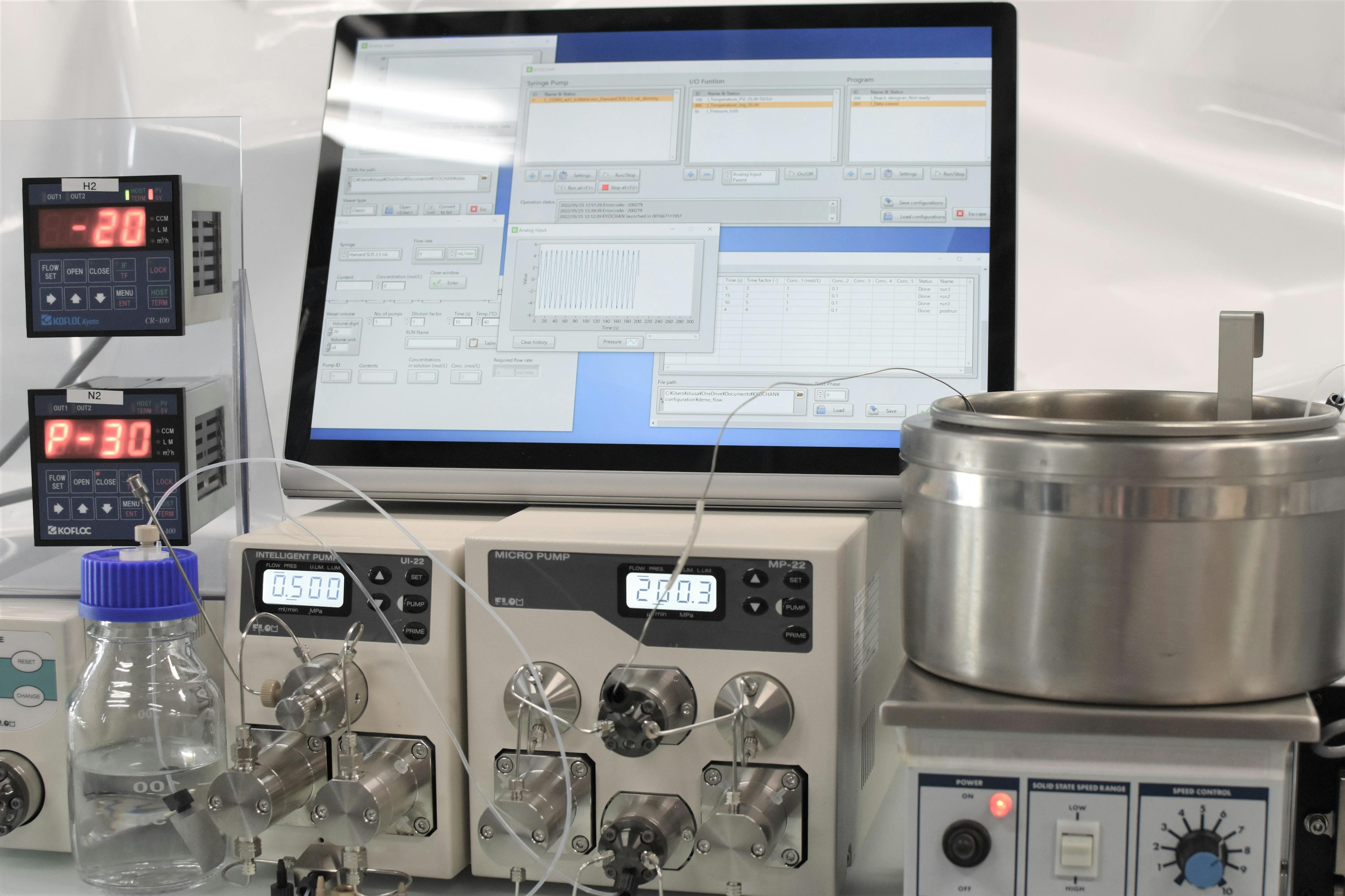 The substances that make hydrogenation reactions more efficient are searched for at once in an automated flow reactor.